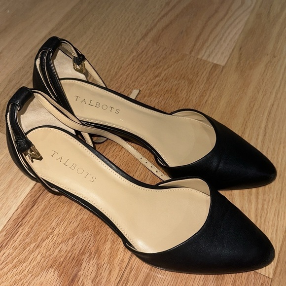 Talbots black genuine leather pointed mini women’s heels - Picture 4 of 9